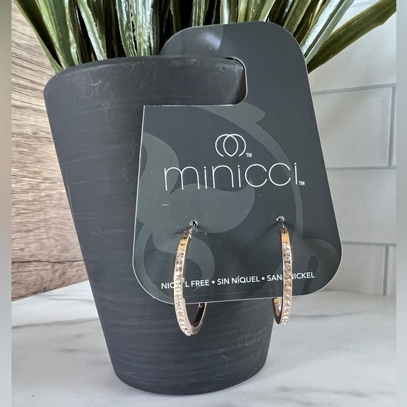 Mix & Match Mimicci Gold Hoop Earring with Channel Set Crystals - Picture 1 of 3